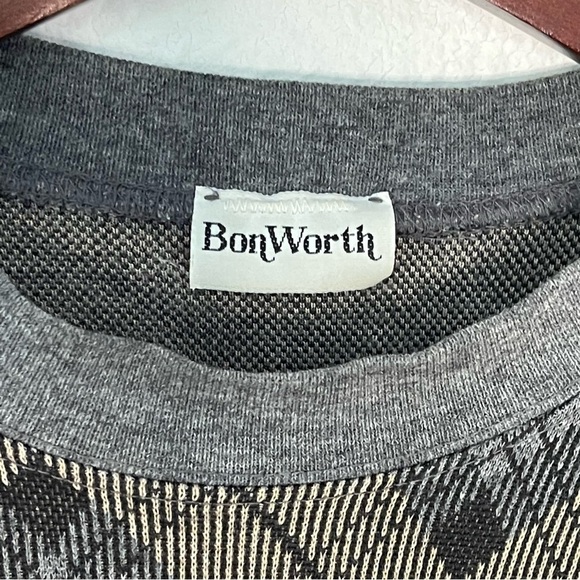 Bonworth Vintage Y2K women diamond plaid pullover sweater size S/M - Picture 4 of 7